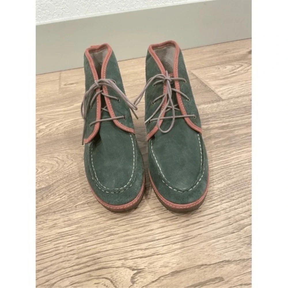 Olukai Wali Suede Green Wedge Ankle‎ Chukka Boots 7 Whimsical Forrest Goblincore